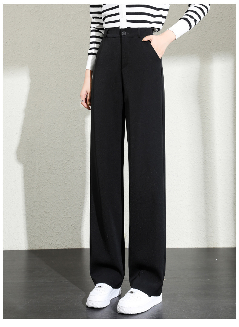 Black suit pants high waist drape slim straight pants 12 02
