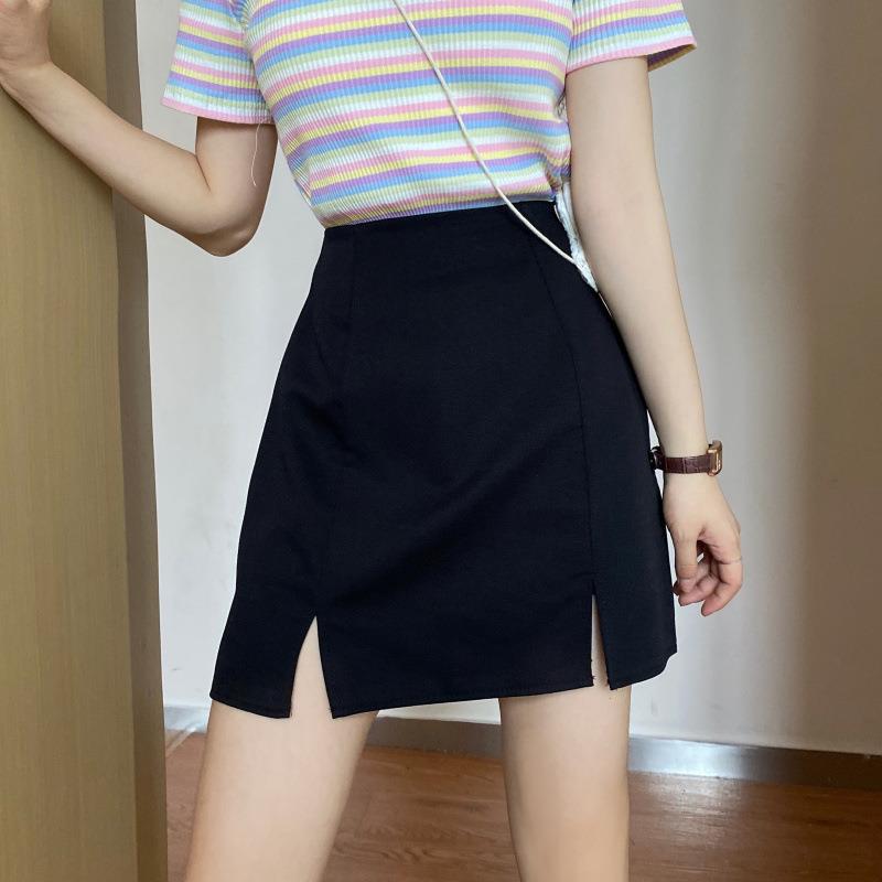 Half-length A-line skirt design slit short skirt 18