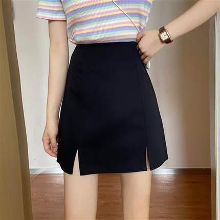 Half-length A-line skirt design slit short skirt 18 02