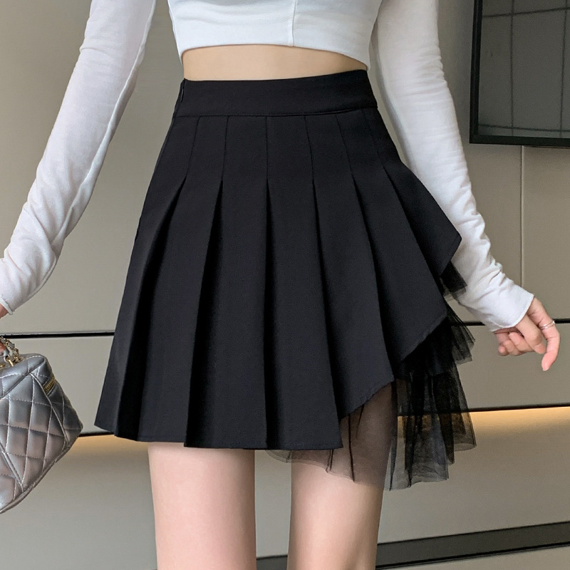 Irregular mesh pleated skirt 40