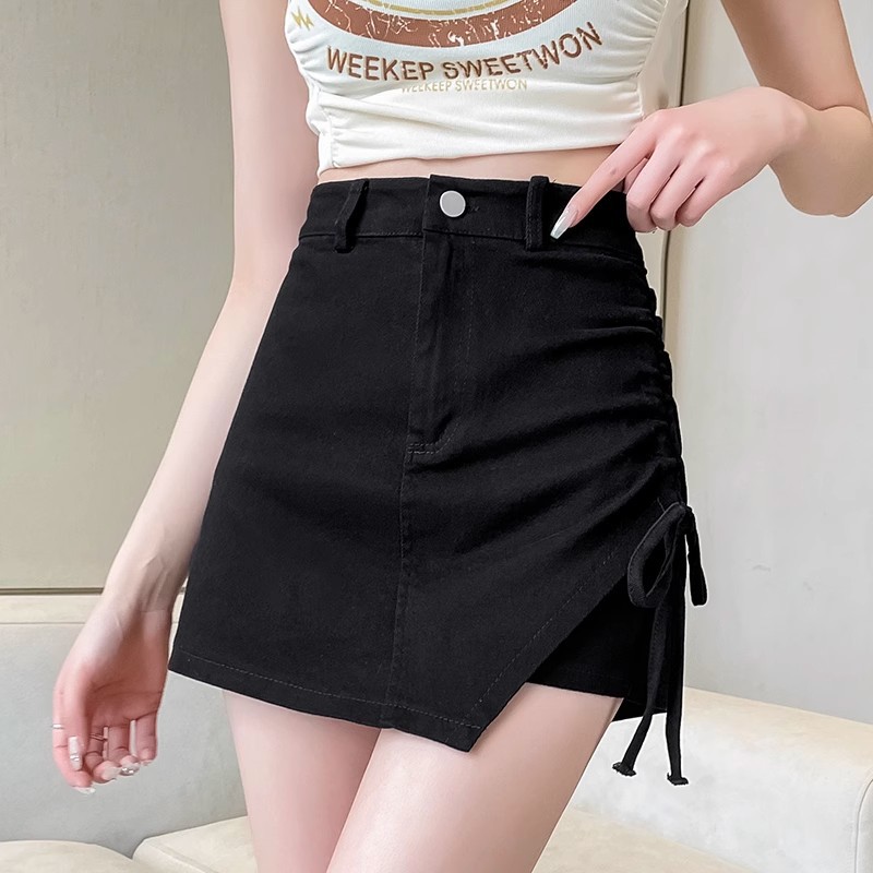 Slim pleated high waist irregular A-line skirt 19