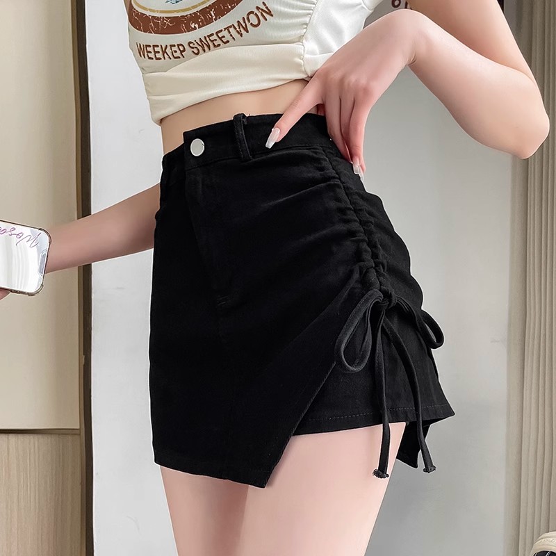 Slim pleated high waist irregular A-line skirt 19